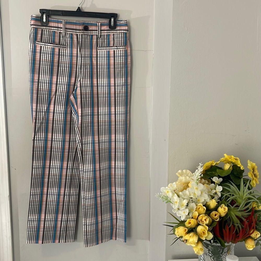 Anthropologie Plaid Straight Leg Pants - Pink, Blue, Black